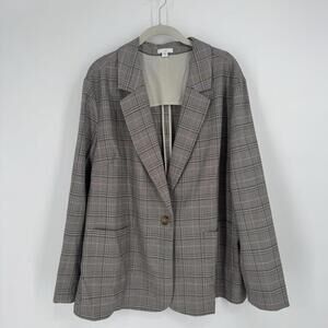 J.jill blazer 2x gray plaid jacket workwear business office career plus size